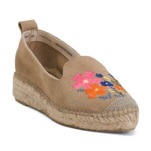 FABIOLAS Suede Flower Embroidery Espadrilles